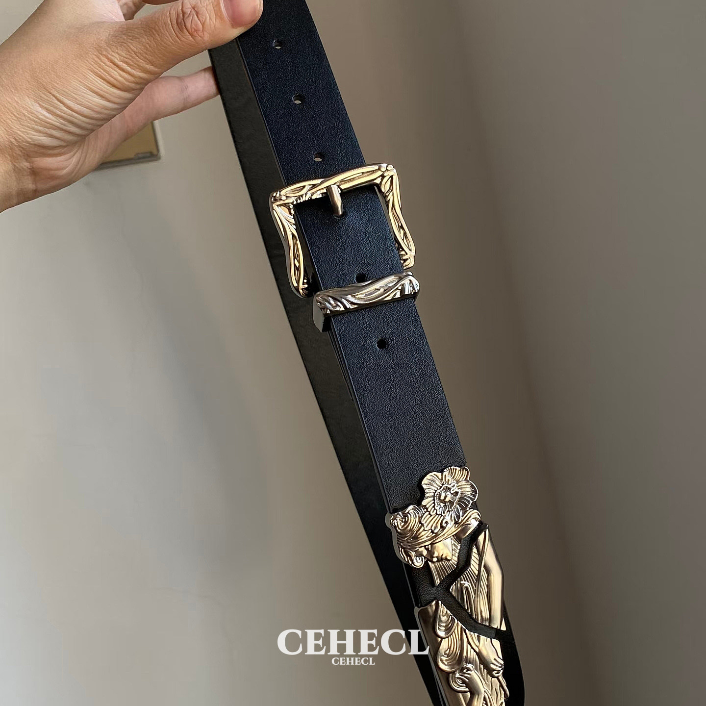 朋克金属西部断剑侠客雕花腰带潮