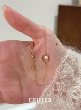 冰晶八芒星极细金色手链项链少女