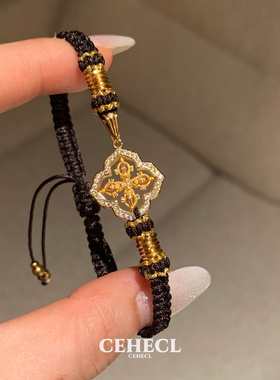 黑金十字杵手链女手工编织金刚杵