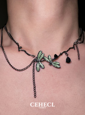 枪黑幻彩蜻蜓choker高级感锁骨链