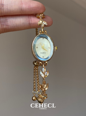 中古闪钻金色麦穗手表小众手链女