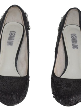 超高跟浅口时尚女鞋黑色亮片包裹厚底细跟单鞋1103105