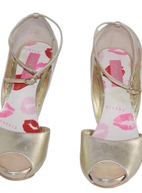 摆拍用水晶高跟真皮女凉鞋金属漆宽带羊皮夏季女鞋清仓处理2E9702