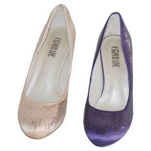 真丝布面亮片高跟女鞋商场撤柜浅口圆头春秋单鞋清仓特卖1108805