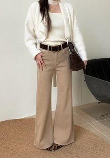 新款 长裤 韩版 百搭休闲牛仔裤 气质高腰显瘦加绒加厚喇叭裤 8039冬季