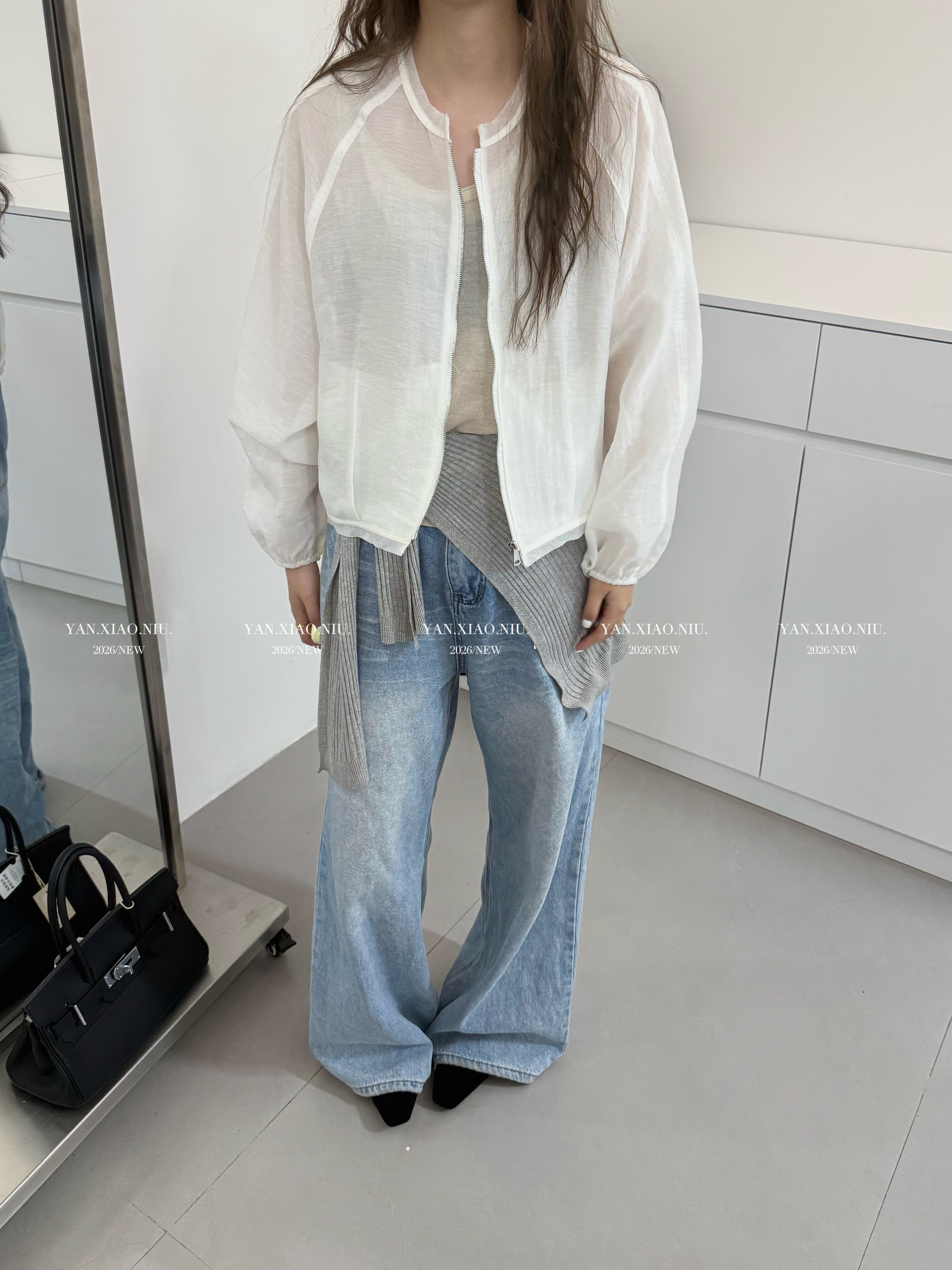 1622韩系薄款防晒外套女春夏新款宽松透气薄外套拉链夹克开衫上衣