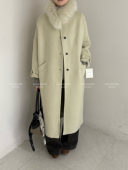 百搭宽松显瘦围脖狐狸毛领双面羊毛大衣长款 1535冬季 韩版 毛呢外套