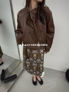 1791秋季新款韩版气质百搭显瘦立领双排扣设计感机车皮衣外套上衣
