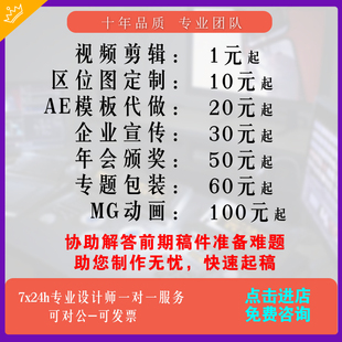 AE模板片头短视频年会企业宣传片剪辑淘宝主图MG动画地图区位代做