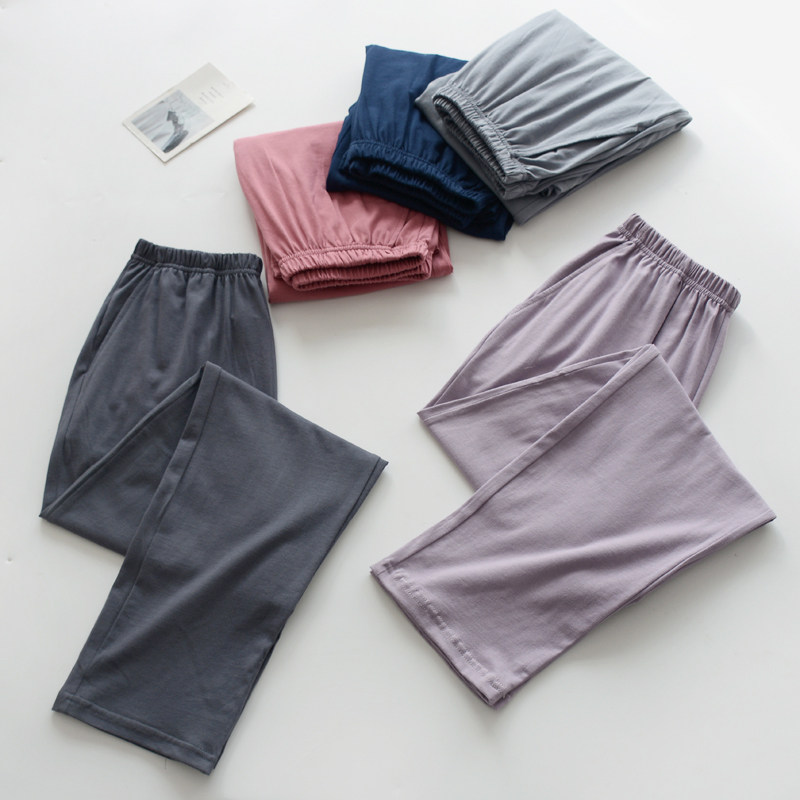 日系纯色薄款睡裤女男士春秋季纯棉针织宽松大码长裤情侣家居裤,女士内衣/男士内衣/家居服,睡裤/家居裤,淘宝优惠券,粉丝福利购,淘宝优惠卷