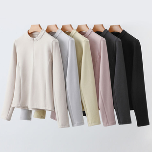 秋冬加绒半拉链打底衫女外穿科耐丽运动长袖上衣发热亨利领女t恤