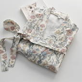 宽松汗蒸浴袍家居服 纯棉纱布双层薄款 田园印花碎花睡袍女款 春夏季