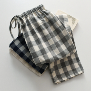 情侣家居裤 无印风格 纯棉磨毛绒布长裤 男女春秋冬季 系绳口袋 子睡裤