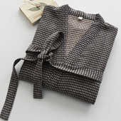 宽松汗蒸和服浴袍大码 纯棉双层纱布薄款 春夏季 高级感提花睡袍男士