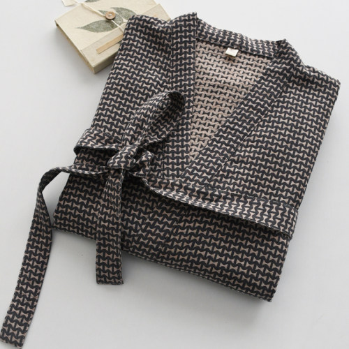 纯棉纱布高级感提花春夏睡袍浴袍