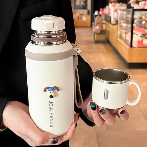 保温水杯女高颜值泡茶带盖