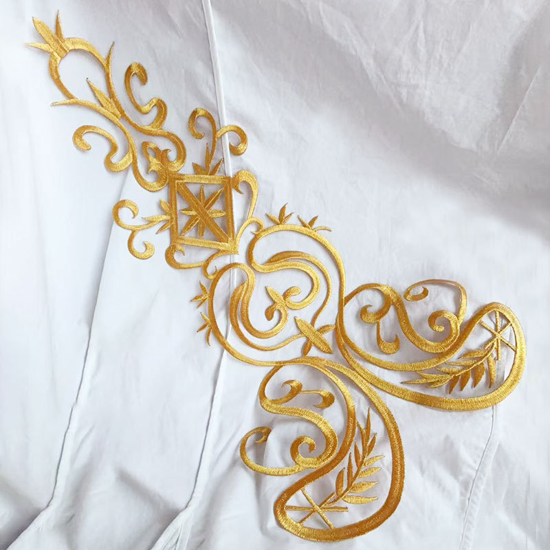 长条祥云纹刺绣布贴藏族COS表演服装饰补丁贴绣花贴宫廷背胶绣片