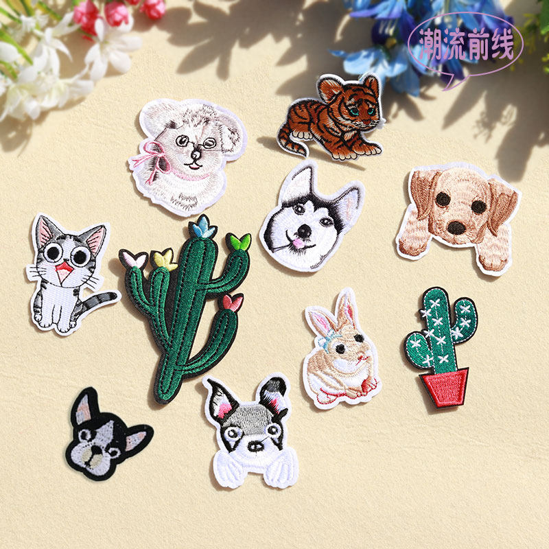 动物卡通布贴大小号猫狗老虎可爱羽绒服补丁贴熨烫贴款洗涤辅料
