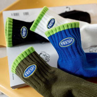 3双男袜夏季黑白短款袜子个性潮流吸汗防臭克莱因蓝运动男款短袜