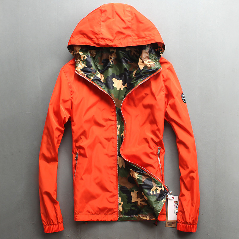 双面穿迷彩夹克青年男外套秋季原创休闲连帽夹克风衣潮流男装复古