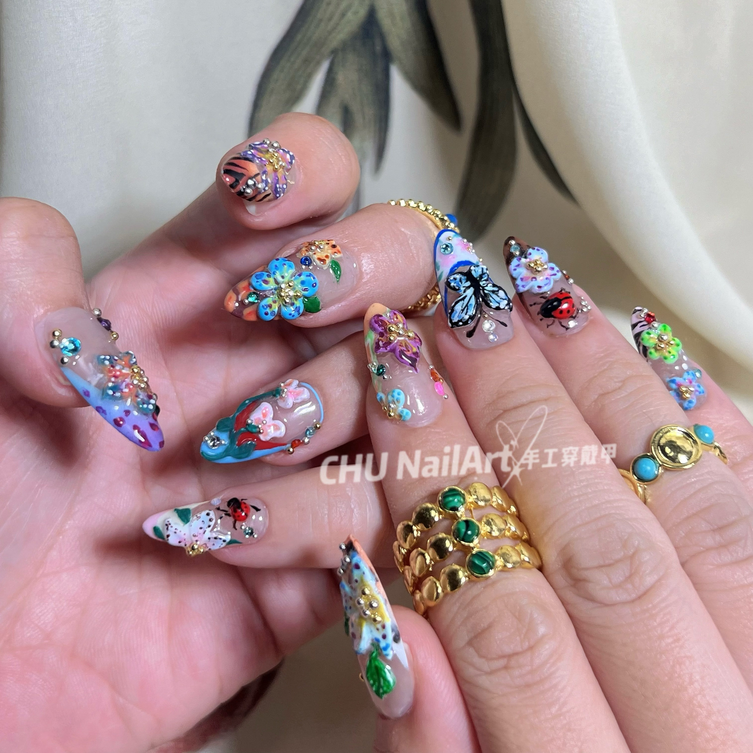 恶魔之花欧美穿戴甲纯手工