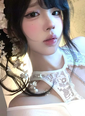 【海洋之心】蕾丝聚拢外扩白色纯欲内衣套装性感内搭带水钻链文胸