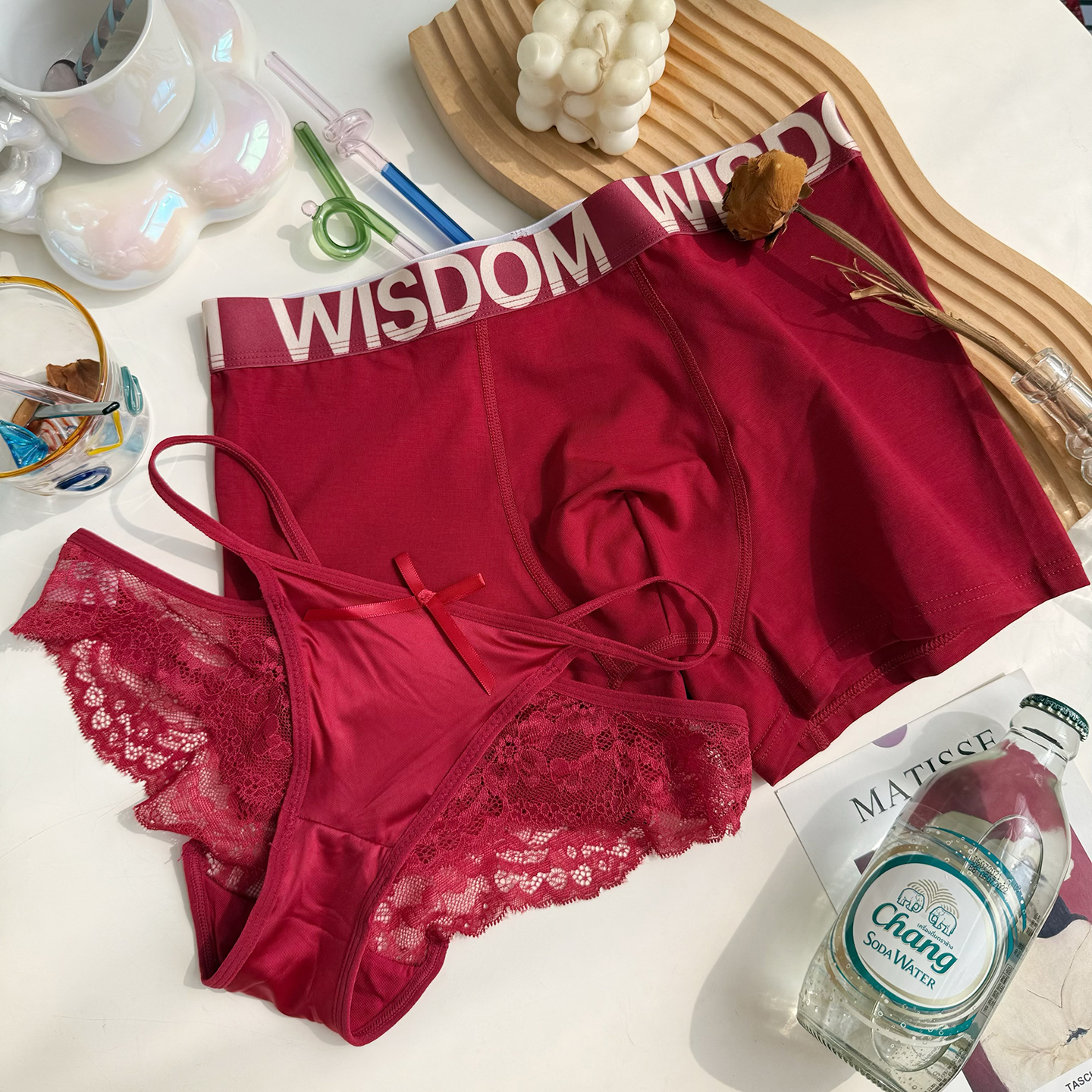 透明网纱婚礼喜庆红新年情侣内裤