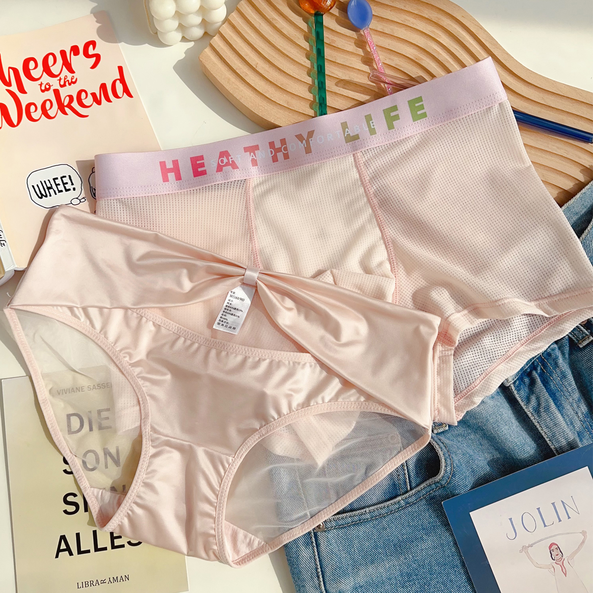 彩色冰沙~性感纯欲风镂空网纱夏季薄款网孔冰丝一男一女情侣内裤