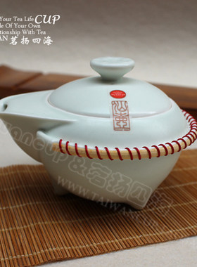 台湾手工陶瓷青瓷开片手抓壶茶壶