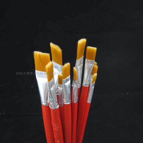 1-12#油画笔 红杆尼龙油画笔 水粉水彩笔 丙烯画笔 工业用笔 笔刷