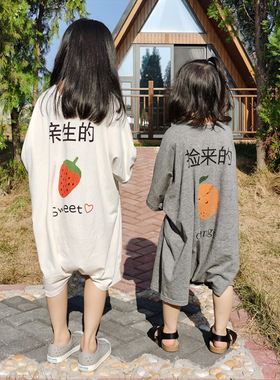 呼西贝半袖睡袋 亲生的 捡来的 儿童防踢被 纯棉宝宝睡衣 薄 夏款