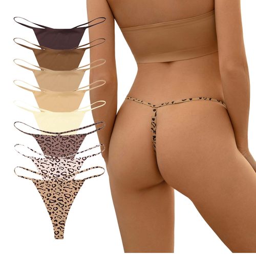 火辣豹纹外贸丁字裤女性比基尼大码性感低腰无痕细带情趣t字内裤