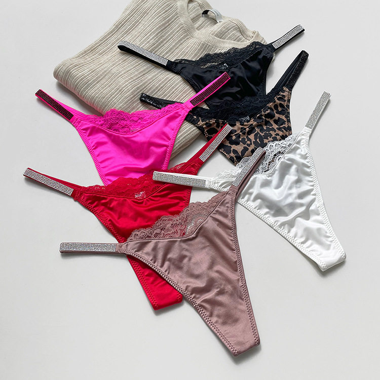 水钻性感丁字裤冰丝拼接蕾丝窄边高叉t裤丁字内裤比基尼女,女士内衣/男士内衣/家居服,女丁字裤,淘宝优惠券,粉丝福利购,淘宝优惠卷