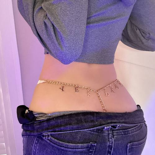 Custom改字母DIY可调节欧美水钻链条字母内裤性感诱惑夜店丁字裤