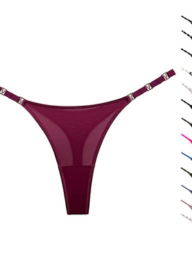 Tback无痕1908T 性感欧美金属冰丝T裤女健身运动提臀高叉丁字裤