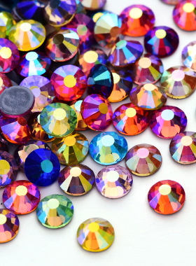 5mmAB幻彩奥钻烫钻大红深蓝彩色胶底爆闪舞服专用钻秀禾贴钻ss20