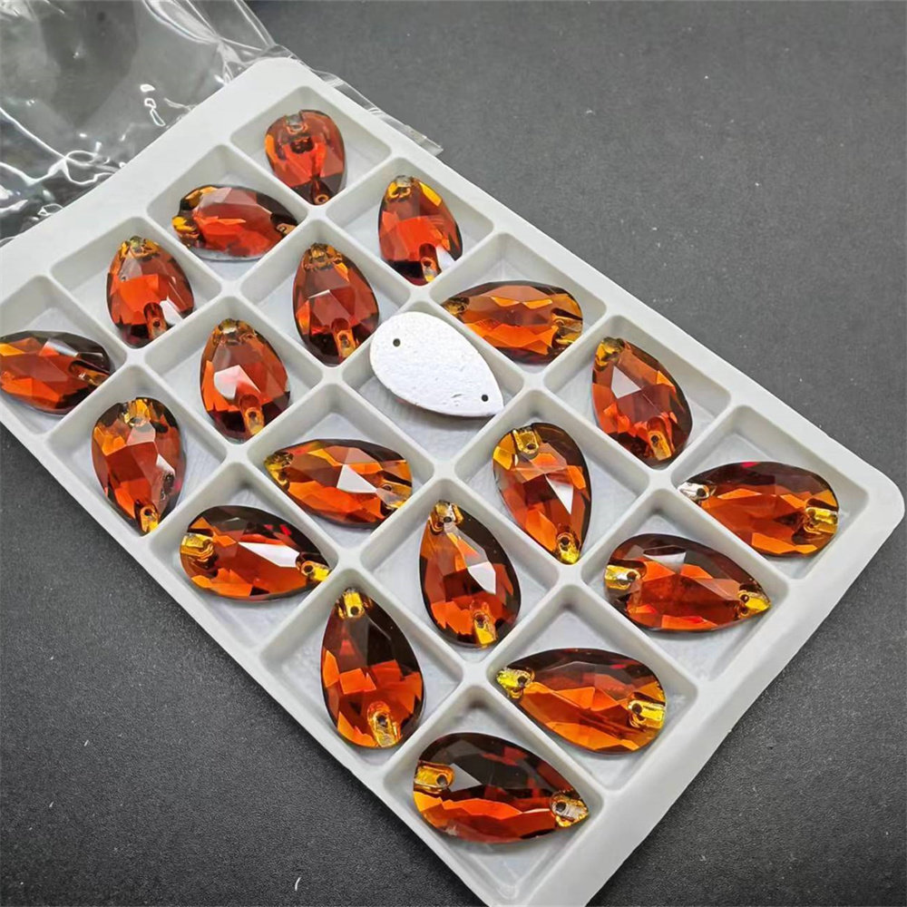 精品红咖色玻璃手缝钻圆形水滴异形演出服装咖啡色亮片鞋包装饰贴