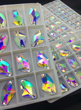 精品K9水晶玻璃彩钻AB幻彩斧头形AX平底钻舞服赛服装饰钻贴钻