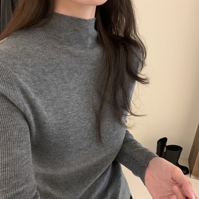 韩系羊毛打底衫半高领套头