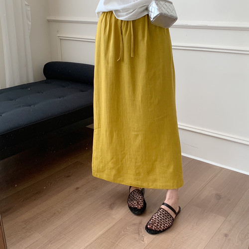 2026夏季上新韩系棉麻料抽绳长裙半身裙C03-26723