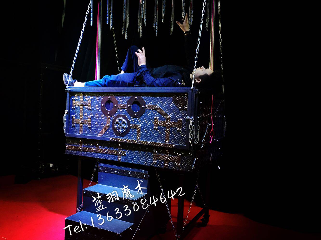 专业舞台表演大型魔术道具 死亡钉床两用逃脱魔术 蓝羽魔术104