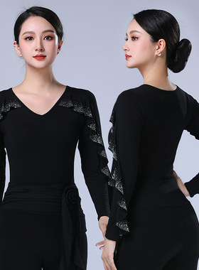黑色高端形体服2025新款拉丁舞训练服礼仪导师培训服女模特走秀服
