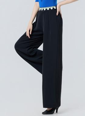 2025新款黑色拉丁舞裤子摩登舞舞蹈裤广场舞直筒裤交谊舞跳舞长裤