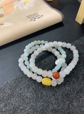 设计款翡翠多宝手串纯银配件流苏天然藕粉和田玉手串满肉南红蜜蜡