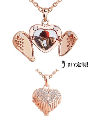 DIY定制照片爱心项链来图做女生锁骨链手镯生日礼物情侣纪念日礼