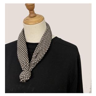 韩版全棉文艺黑白格子方巾 日式经典千鸟格柔软护颈男女领巾头巾