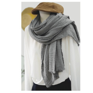 精致纹理加厚全棉纯色围巾 个性扎染复古秋冬百搭文艺男女棉围脖