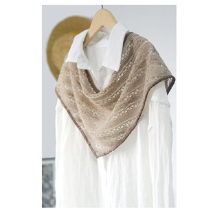 早秋韩系慵懒风纯色针织三角巾 温柔气质百搭柔软护颈保暖小披肩