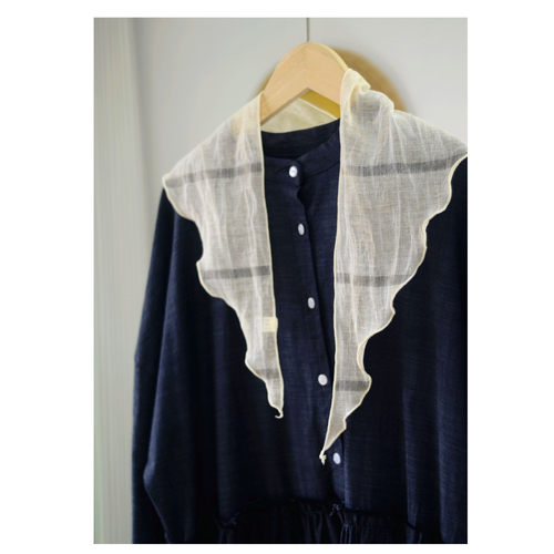 镂空设计感扎染复古亚麻小三角巾