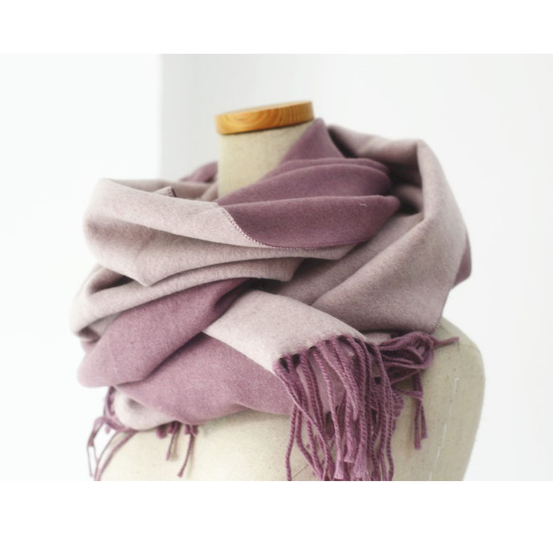 超温柔紫色双面无静电流苏围巾